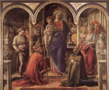 フラ・フィリッポ・リッピ Painting - 聖母子と聖フレディアヌスと聖アウグスティヌス ルネサンス フィリッポ・リッピ